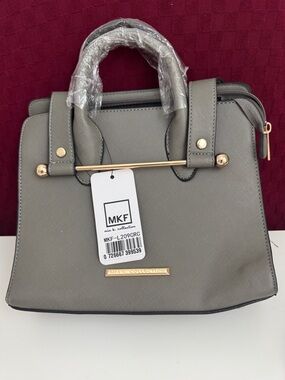 Mia k collection Gray Structured Satchel with Gold Accents
